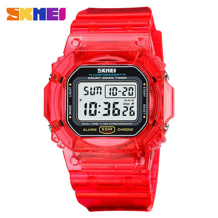 Outdoor Sport LED Digital Watches Transparent Wristwatch for Women with Stopwatch Date Waterproof