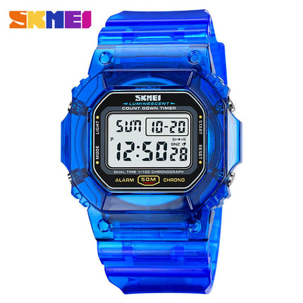 Outdoor Sport LED Digital Watches Transparent Wristwatch for Women with Stopwatch Date Waterproof