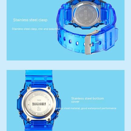 Outdoor Sport LED Digital Watches Transparent Wristwatch for Women with Stopwatch Date Waterproof