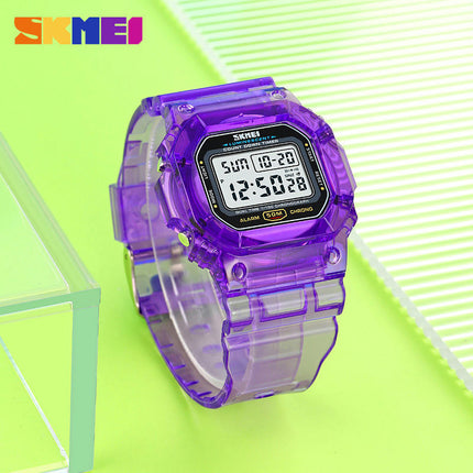 Outdoor Sport LED Digital Watches Transparent Wristwatch for Women with Stopwatch Date Waterproof