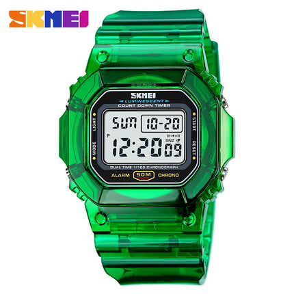 Outdoor Sport LED Digital Watches Transparent Wristwatch for Women with Stopwatch Date Waterproof