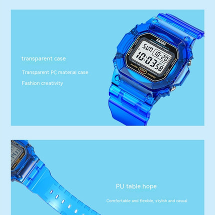 Outdoor Sport LED Digital Watches Transparent Wristwatch for Women with Stopwatch Date Waterproof