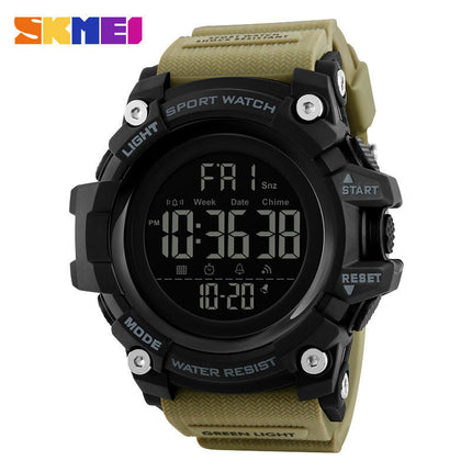 Men's Sports Military Stopwatch LED Backlight Waterproof Digital Watch