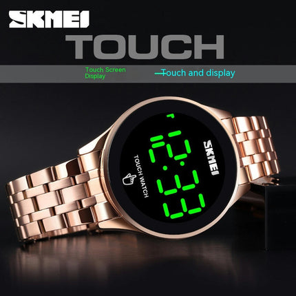 Touch Screen Digital LED Waterproof Men's Sport Stainless Steel Wrist Watch