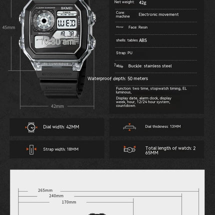 Men's Multifunction Outdoor Sports Watch LED Digital Square Watches