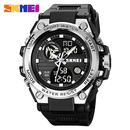 Men's Digital Analog Waterproof Watches with Stopwatch LED Light Multifunctional Wrist Watches