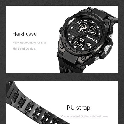 Men's Digital Analog Waterproof Watches with Stopwatch LED Light Multifunctional Wrist Watches