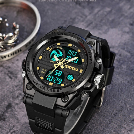 Men's Digital Analog Waterproof Watches with Stopwatch LED Light Multifunctional Wrist Watches