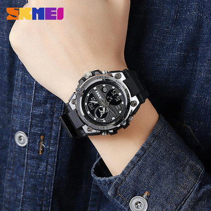 Men's Digital Analog Waterproof Watches with Stopwatch LED Light Multifunctional Wrist Watches