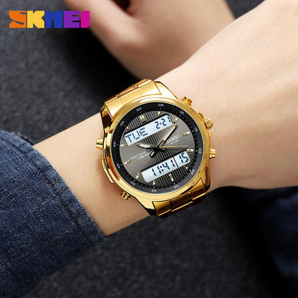 Men's LED Analog Digital Waterproof Sports Outdoor Steel Watch