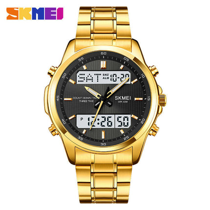 Men's LED Analog Digital Waterproof Sports Outdoor Steel Watch