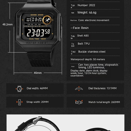 Men's Sports LED Watches,Stopwatch/Luminous/Waterproof Digital Watch for Men