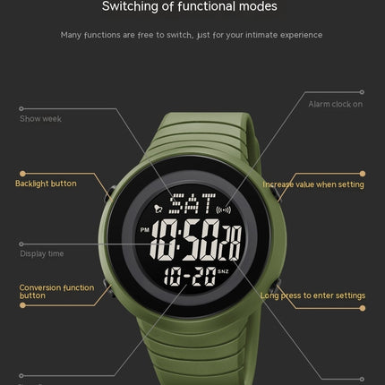 Men's Digital Sports Watch, Waterproof LED Alarm Multifunction Watch