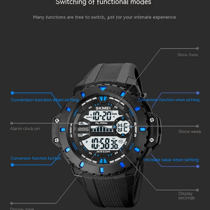 Men's Digital Watch Sports Waterproof Outdoor Watches with LED Back Light