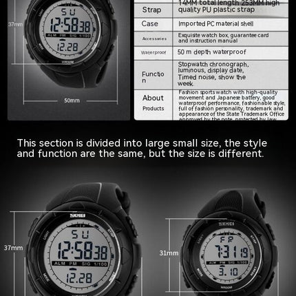 Men's Digital Watch, Sports Waterproof Watches LED Stopwatch Alarm Watch