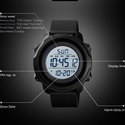 Men's Digital Sports Electronic Waterproof Wrist Watches with Stopwatch Alarm LED Backlight