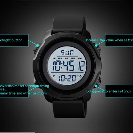 Men's Digital Sports Electronic Waterproof Wrist Watches with Stopwatch Alarm LED Backlight