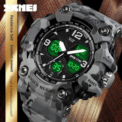 Men's Digital Sports Outdoor Waterproof Watches Multi Function LED Alarm Analog Watches