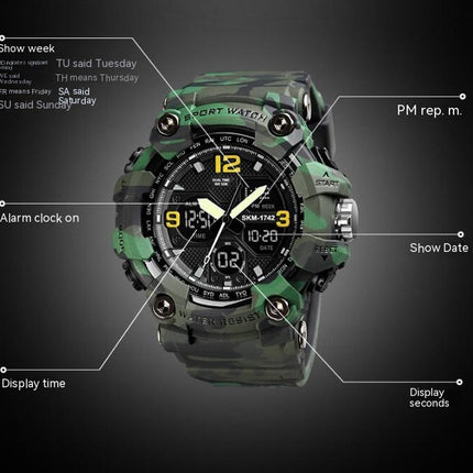 Men's Digital Sports Outdoor Waterproof Watches Multi Function LED Alarm Analog Watches