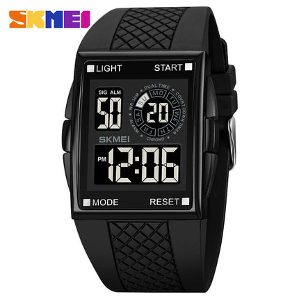 Men's Digital Sport Watch Large Face Square Waterproof Stopwatch Alarm Watch