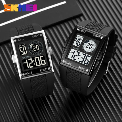 Men's Digital Sport Watch Large Face Square Waterproof Stopwatch Alarm Watch