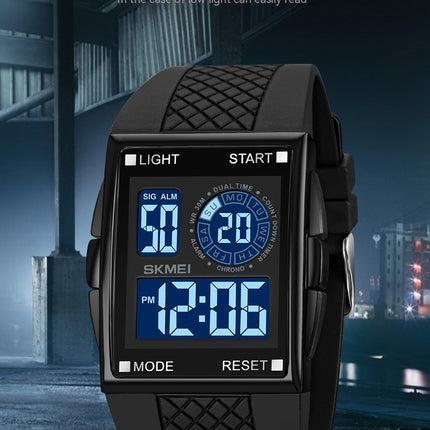 Men's Digital Sport Watch Large Face Square Waterproof Stopwatch Alarm Watch