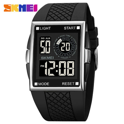 Men's Digital Sport Watch Large Face Square Waterproof Stopwatch Alarm Watch