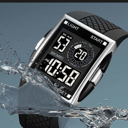 Men's Digital Sport Watch Large Face Square Waterproof Stopwatch Alarm Watch