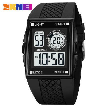 Men's Digital Sport Watch Large Face Square Waterproof Stopwatch Alarm Watch