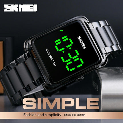 Men's LED Display Digital Watches Stainless Steel Waterproof Wrist Watches