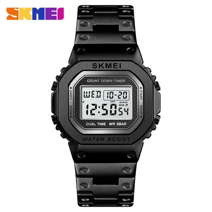 Men's Women's Sports LED Digital Waterproof Multifunction Alarm Stainless Steel Watch