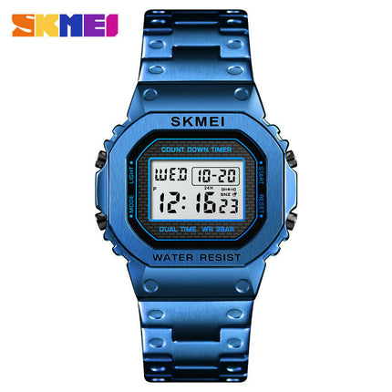 Men's Women's Sports LED Digital Waterproof Multifunction Alarm Stainless Steel Watch