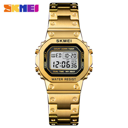 Men's Women's Sports LED Digital Waterproof Multifunction Alarm Stainless Steel Watch