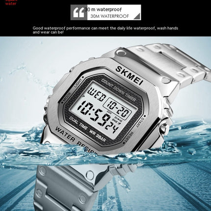 Men's Women's Sports LED Digital Waterproof Multifunction Alarm Stainless Steel Watch