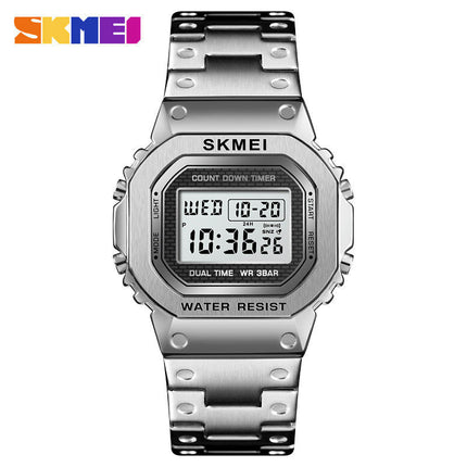 Men's Women's Sports LED Digital Waterproof Multifunction Alarm Stainless Steel Watch