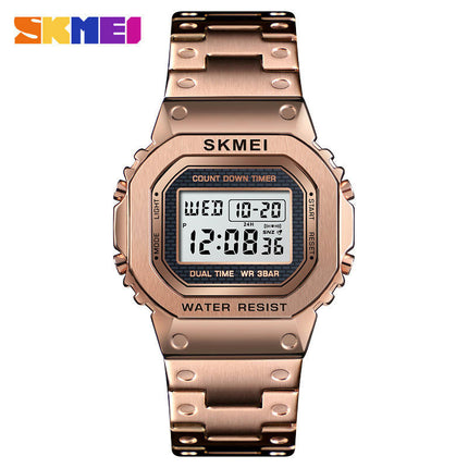 Men's Women's Sports LED Digital Waterproof Multifunction Alarm Stainless Steel Watch