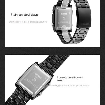 Men's Waterproof Multifunction Electronic LED Digital Analog Square Watch