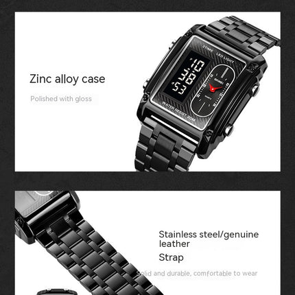 Men's Waterproof Multifunction Electronic LED Digital Analog Square Watch