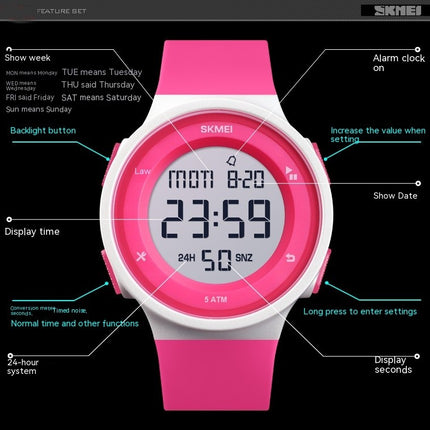 Men's Women's Digital Sports LED Electronics Watches Waterproof Alarm Back Light Watch