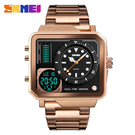 Men's Digital Sports Watch, Square Backlight Waterproof Digital Analog Watch