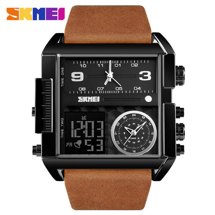 Men's Digital Watch, LED Square Large Face Analog Watch with Waterproof Stopwatch