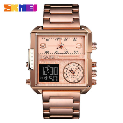 Men's Digital Watch, LED Square Large Face Analog Watch with Waterproof Stopwatch