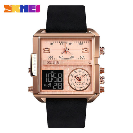 Men's Digital Watch, LED Square Large Face Analog Watch with Waterproof Stopwatch