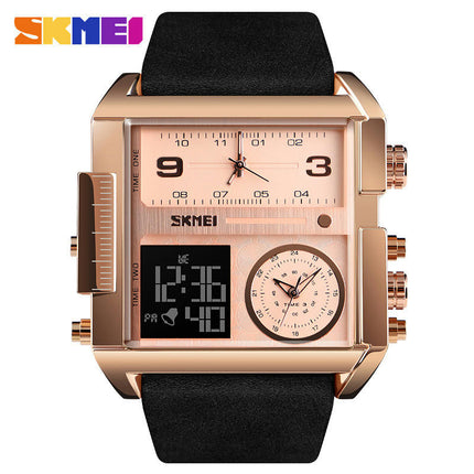 Men's Digital Watch, LED Square Large Face Analog Watch with Waterproof Stopwatch