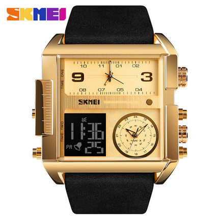 Men's Digital Watch, LED Square Large Face Analog Watch with Waterproof Stopwatch