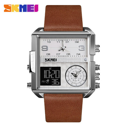 Men's Digital Watch, LED Square Large Face Analog Watch with Waterproof Stopwatch