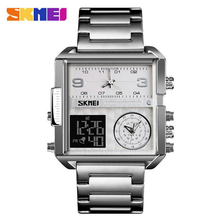 Men's Digital Watch, LED Square Large Face Analog Watch with Waterproof Stopwatch