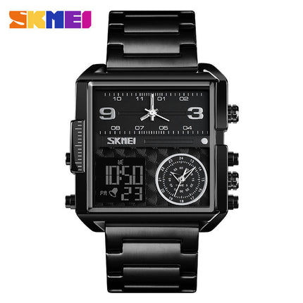 Men's Digital Watch, LED Square Large Face Analog Watch with Waterproof Stopwatch