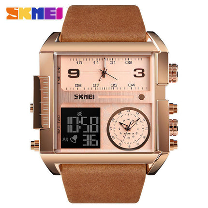 Men's Digital Watch, LED Square Large Face Analog Watch with Waterproof Stopwatch