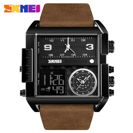 Men's Digital Watch, LED Square Large Face Analog Watch with Waterproof Stopwatch